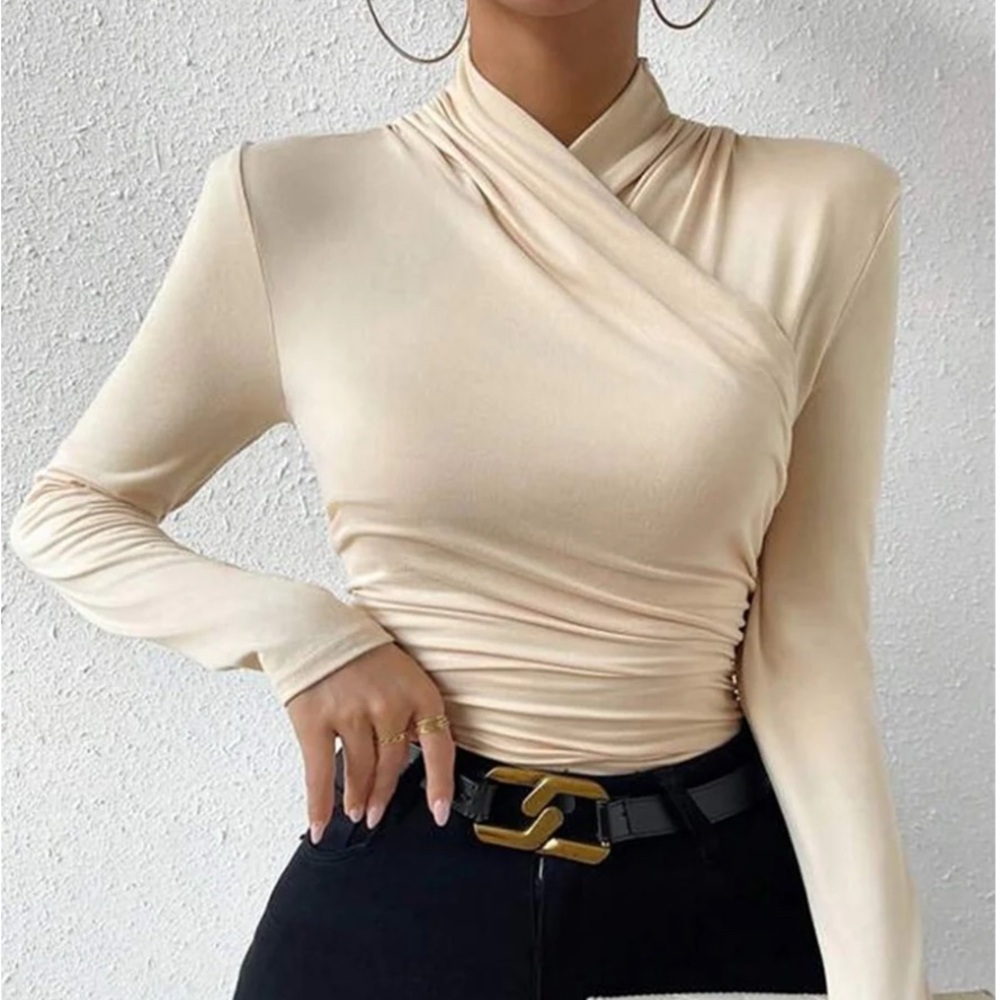 *NWT* Commense Elegant Cream Wrap Top